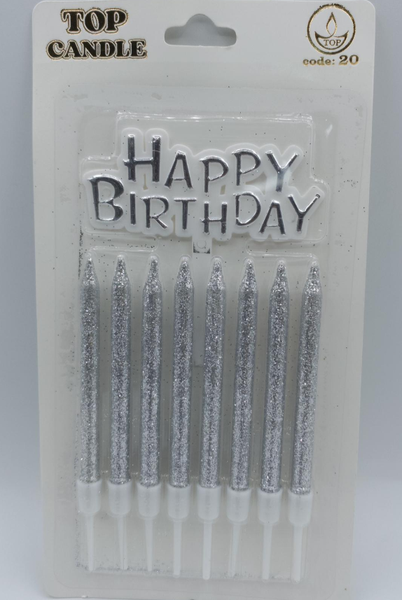 Gümüş Simli Doğum Günü Mumu 12 Li Kod: 20